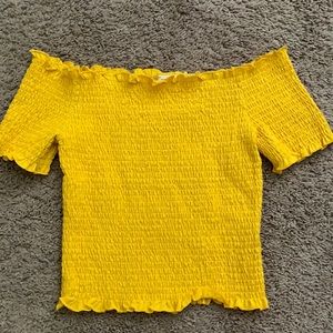 H&M yellow off the shoulder top